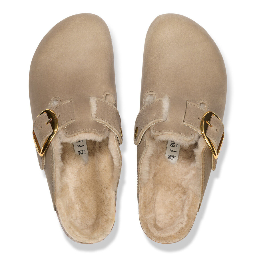 boston big buckle shearling natural leather oiled