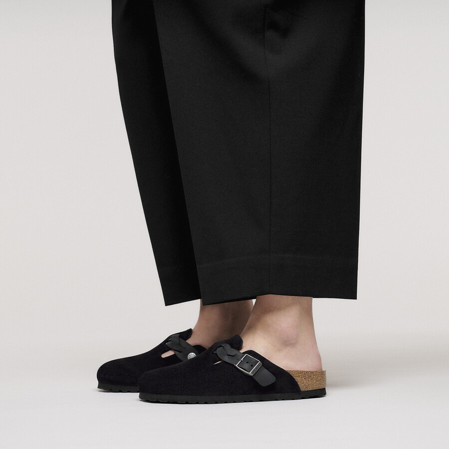 boston braided suede leather