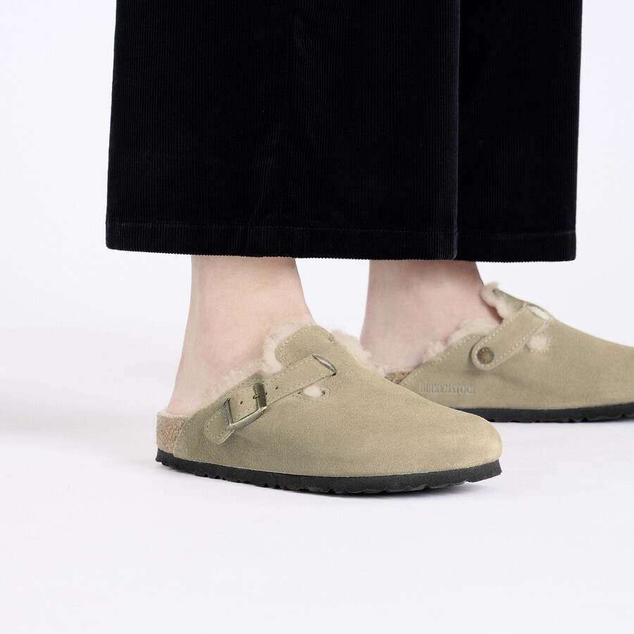 boston shearling suede leather