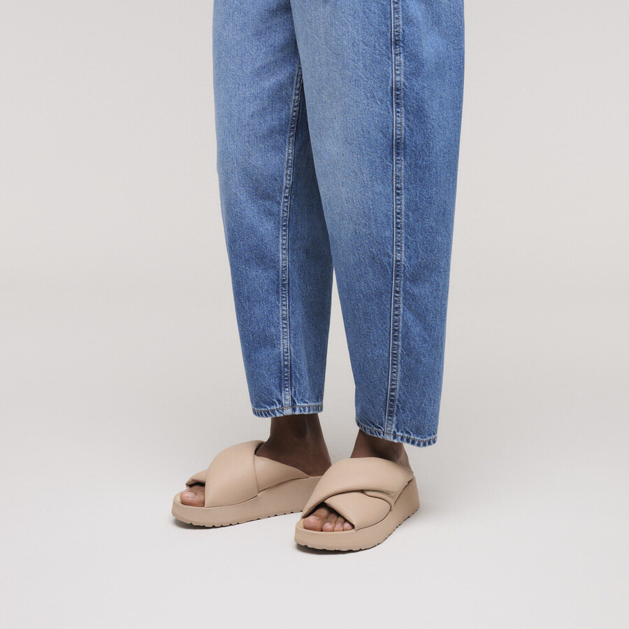 theda cross strap natural leather