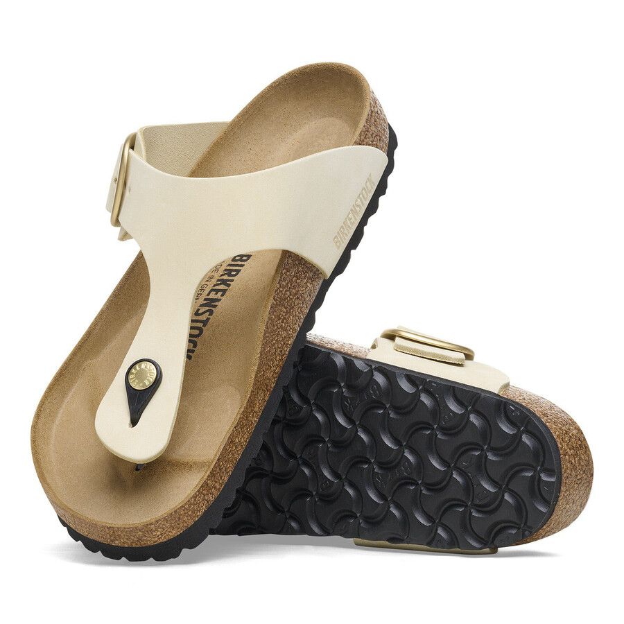 gizeh big buckle nubuck leather ecru