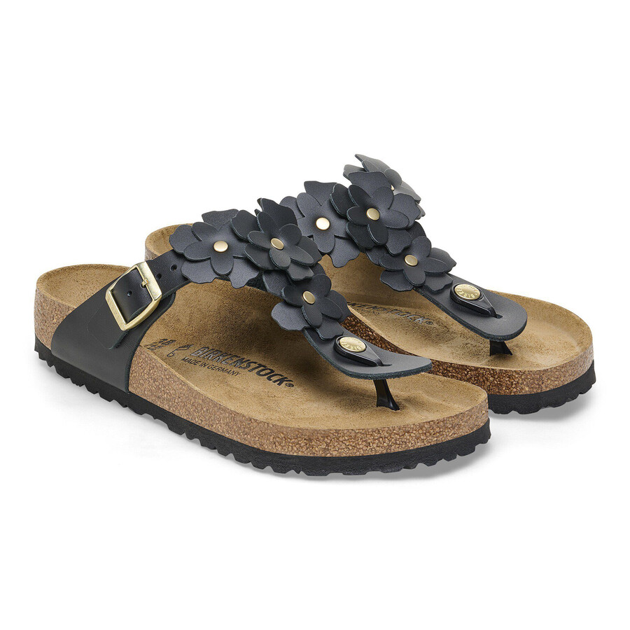 gizeh flower embellishment natural leather